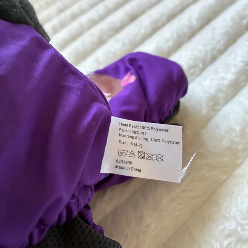 Purple Kids Insulated Snow Mittens 3M Thinsulate 40g Fleece Lined Grip Palm S